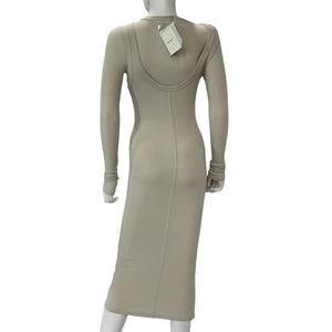 The Line By K Ribbed Cement Abdiel Midi Dress Size S NWT