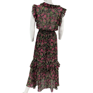 Misa Los Angeles Ruffled Flora Fuchsia Kidada Dress Size M