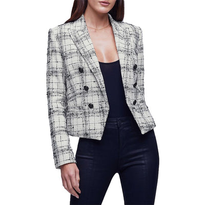 L'Agence Tailored Ecru Black Brooke Blazer Size 0