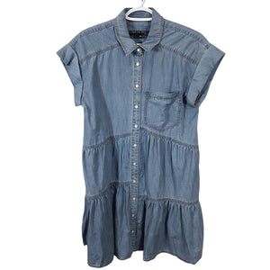 Veronica Beard Tiered Mid Denim Harrow Mini Size 2 Dress