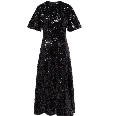 Ganni Velvet Black Sequin Maxi Dress Size 32