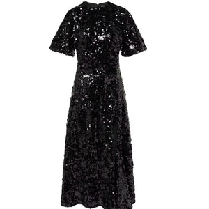 Ganni Velvet Black Sequin Maxi Dress Size 32
