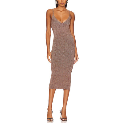 Retrofête Chic Metallic Cognac Amster Dress Size XL