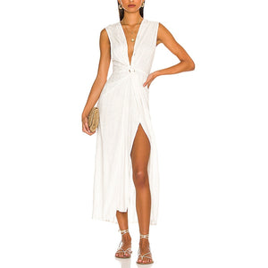 L*Space 'Down The Line'  White Deep V Neck Cover Up Size XS