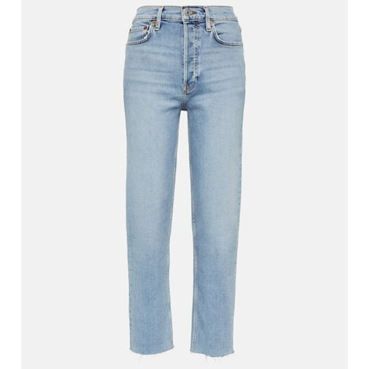 Re/Done '70S' Blue Cotton Stove Pipe High-Rise Straight Jeans Size 24