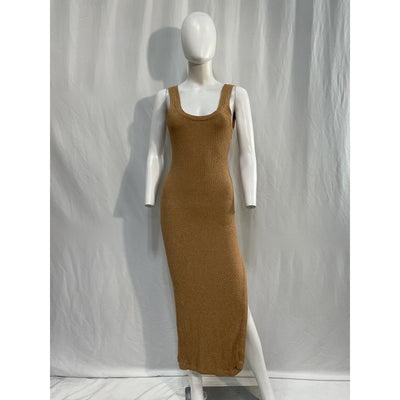 Alix Nyc 'Palma' Brown Viscose Rib Knit Tank Midi Dress Size M