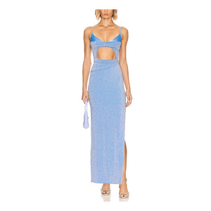 Baobab Shimmery Blue Atlas Size L Dress