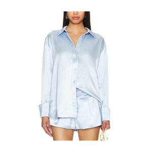 Ser.o.ya Satin Blue Zucker Shirt Size S