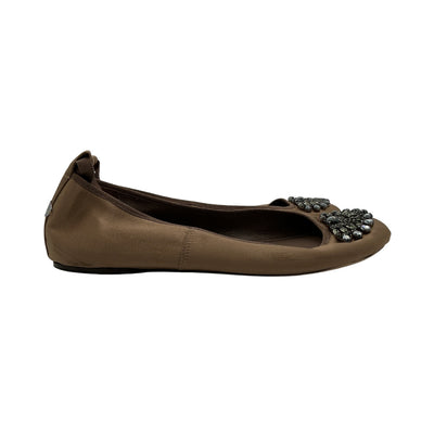 Jimmy Choo Embellished Tan Ballet Flats Size 40 EU / US 10