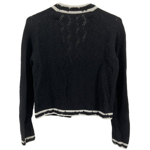 Chanel Textured Black V Neck Cardigan Size 40 FR / US 8