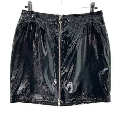 L'Agence Glossy Black Lamb Leather Mini Skirt Size 4
