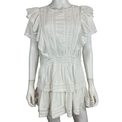 Loveshackfancy Ruffled White Natasha Mini Dress Size S