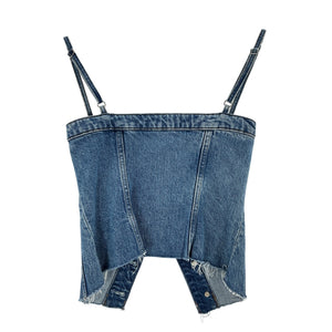 Reformation 'Coco' Blue Cotton Denim Bustier Top Size 0