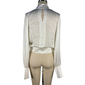 Balmain Chic White Crepe De Chine Blouse Size FR 36 / US 4