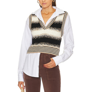 Veronica Beard Striped White Spear Vest Size S