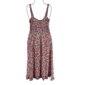 Faithfull The Brand Smocked Turnesol Floral Print Noemie Midi Dress Size S