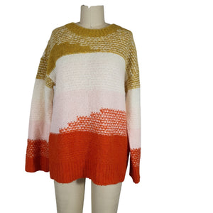 Joie Colorblock Tigerlily Multi Red Angelisa Crewneck Size XS Sweater NWT