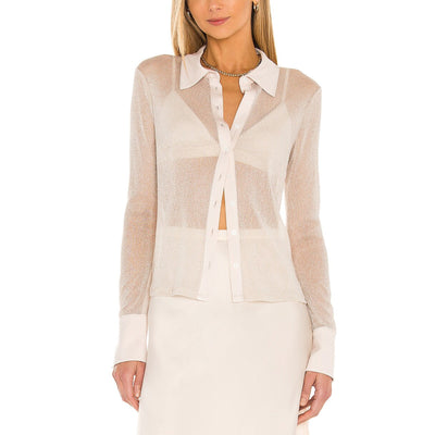 Simkhai Sheer Champagne Tia Blouse Size S