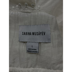 Sabina Musayev 'Harbor' White V Neck Elbow Sleeve Dress Size L