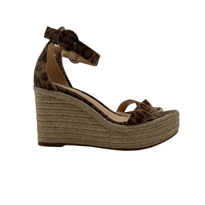 L'Agence Brown Elysee Wedge Sandal Size 38 EU / US 8