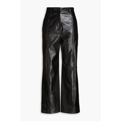 Lvir Crinkled Black Faux Leather Straight-Leg Pants Size L - NWT