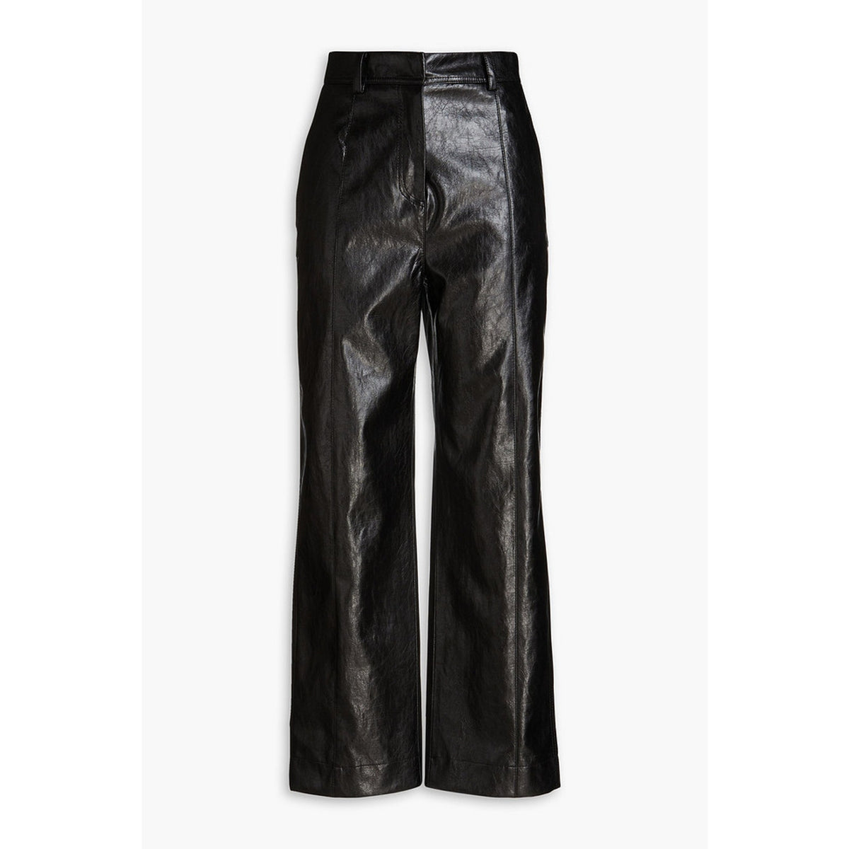Lvir Crinkled Black Faux Leather Straight-Leg Pants Size L - NWT