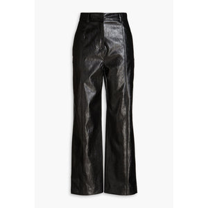 Lvir Crinkled Black Faux Leather Straight-Leg Pants Size L - NWT