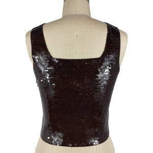 A.L.C. Sequin Dark Brown Victoria Top Size S