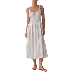 Dôen Smocked Marjorie Gingham Quilla Size XS Cotton Dress NWT