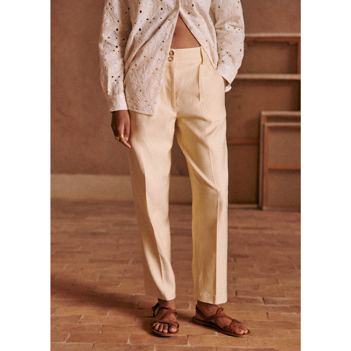Sézane 'Cyprien' White Straight Pants Size 6