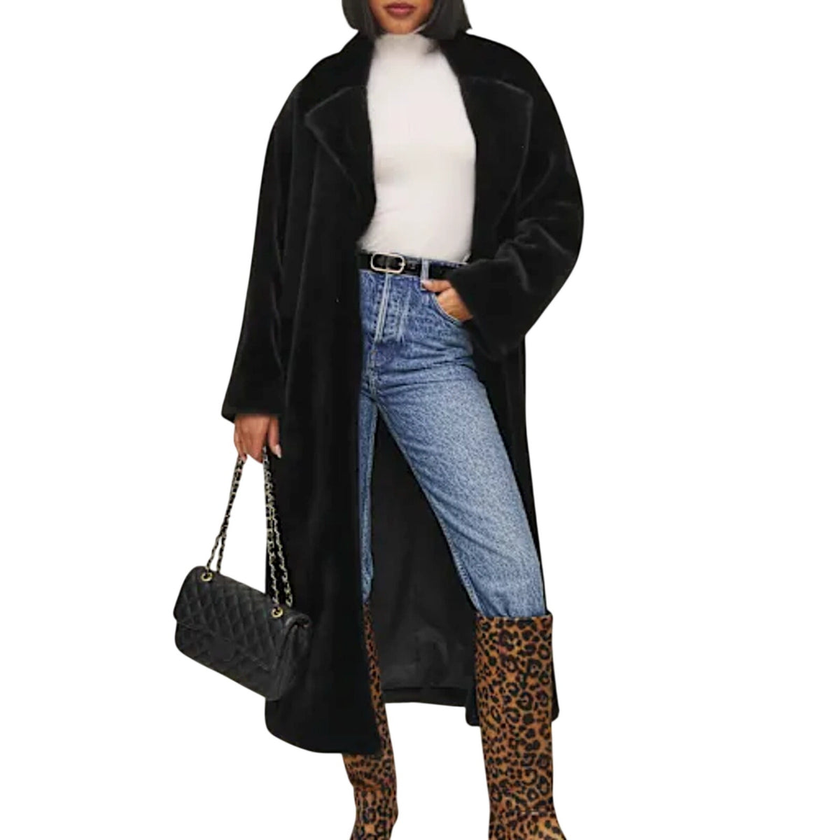 Reformation Plush Black Chloé Coat Size XS
