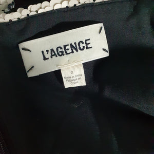L'Agence Striped Sequin Black Ivory Elora Mini Size 2 Dress