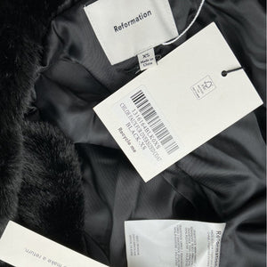 Reformation Plush Black Chloé Coat Size XS