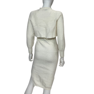 Allsaints Ribbed Chalk White Margot Crewneck Dress Size S