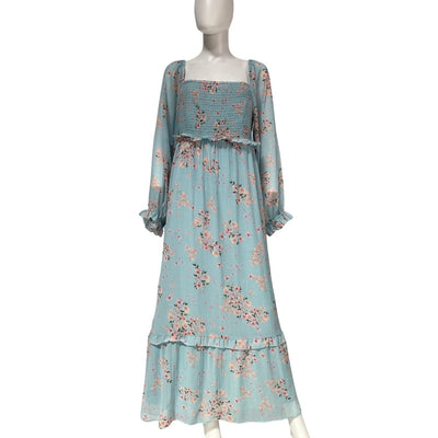 Hatch Floral Blue Smocked Empire Maxi Dress Size L
