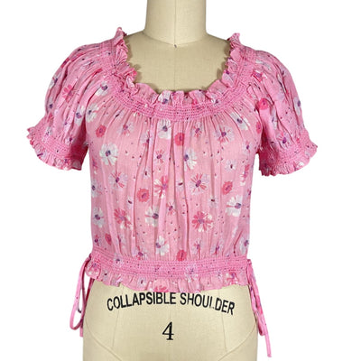 Loveshackfancy Floral Coral Blaze Rosalinda Crop Top Size XS NWT