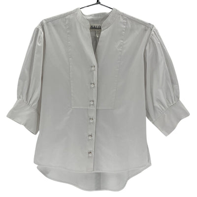 Saloni Crisp White Tavi Cotton Poplin Blouse Size 4
