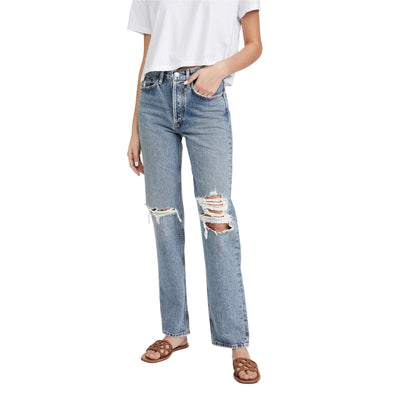 Agolde Distressed Blue Lana Denim Jeans Size 23