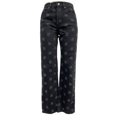 Alexander Wang Patterned Black Ez Mid Rise Relaxed Straight Denim Jeans Size 26