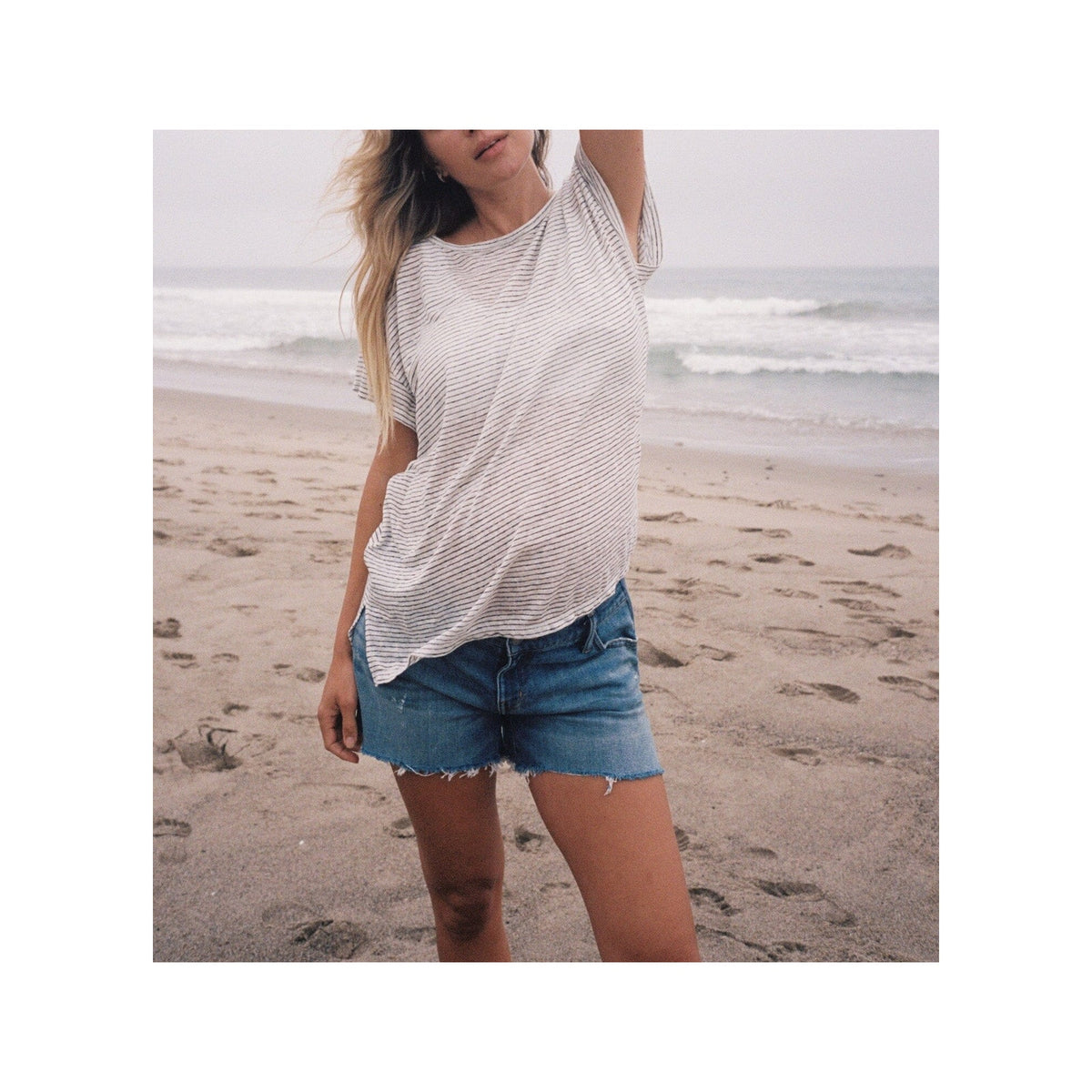 Hatch 'The Everyday' White Cotton Linen Tee Size 3