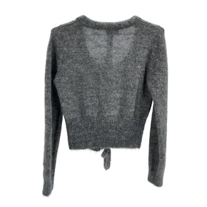 Ganni 'Tie String' Grey Mohair Cardigan Size XXS