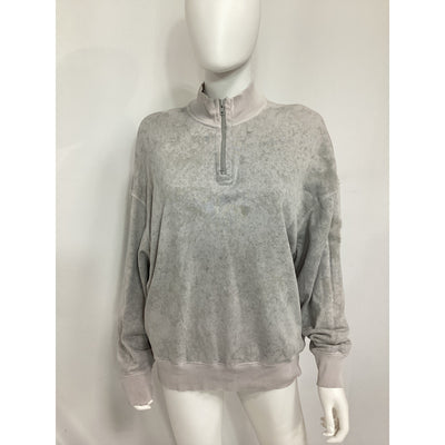 Atm Anthony Thomas Melillo 'Printed' Grey French Cotton-Terry Half-Zip Sweatshirt Size S