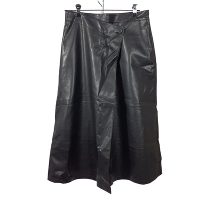 Lvir Asymmetric Black Wrap Midi Skirt Size L