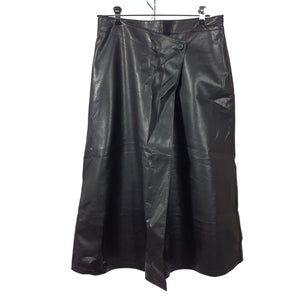 Lvir Asymmetric Black Wrap Midi Skirt Size L