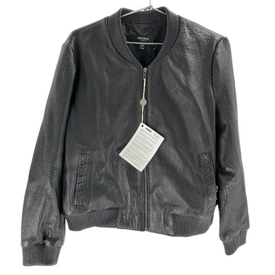 Muubaa Textured Black Bomber Jacket Size Uk 16 / US 12