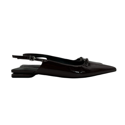 Schutz Glossy Burgundy Violetta Sculpt Slingback Flats Size 8.5 B
