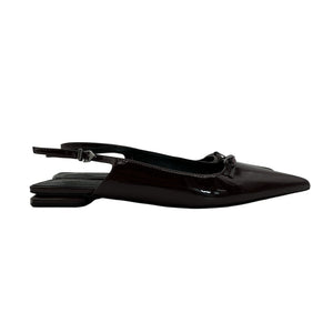 Schutz Glossy Burgundy Violetta Sculpt Slingback Flats Size 8.5 B