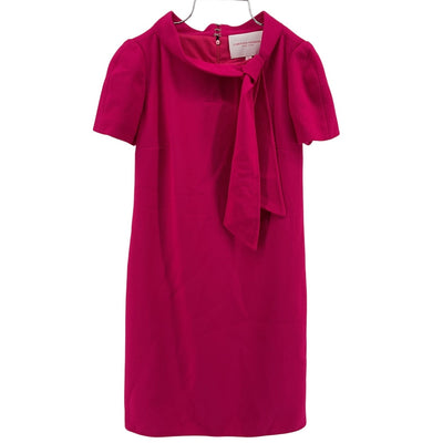 Carolina Herrera Elegant Cerise Pink Tie Boat Neck Mini Dress Size 2