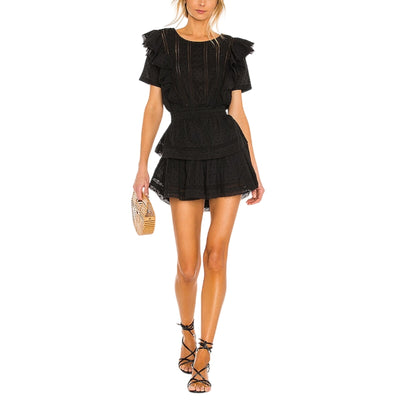 Loveshackfancy Ruffled Black Natasha Dress Size L