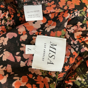 Misa Los Angeles Ruffled Floral Black Lorena Dress Size L